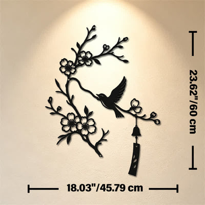 Buddha Stones Bird and Blossom Branch Iron Meaningful Symbols Wall Art - Black - Approx. 45.79cm x 60cm x 0.12cm / 18.03in x 23.62in x 0.05in - image 11