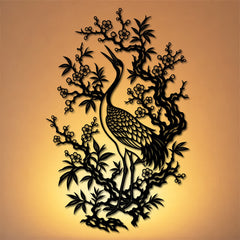 Buddha Stones Metal Crane And Plum Blossom Zen Iron Meaningful Symbols Wall Art - image 0