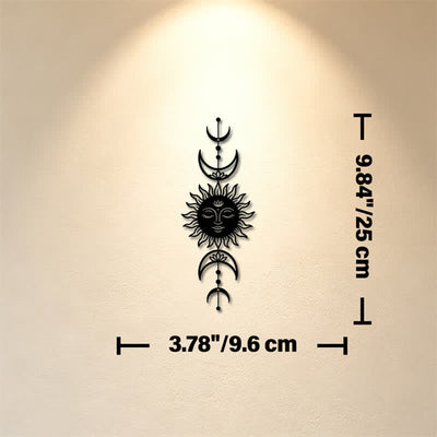 Buddha Stones Boho Sun and Moon Lotus Intuition Iron Meaningful Symbols Wall Art - Black - Approx. 9.60cm x 25cm x 0.1cm / 3.78in x 9.84in x 0.04in - image 2