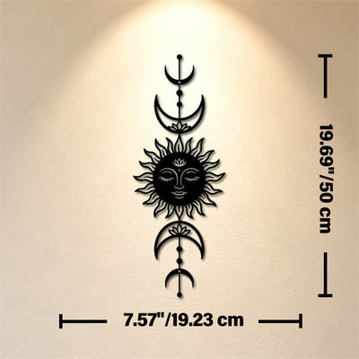 Buddha Stones Boho Sun and Moon Lotus Intuition Iron Meaningful Symbols Wall Art - Black - Approx. 19.23cm x 50cm x 0.12cm / 7.57in x 19.69in x 0.05in - image 8