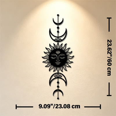 Buddha Stones Boho Sun and Moon Lotus Intuition Iron Meaningful Symbols Wall Art - Black - Approx. 23.08cm x 60cm x 0.12cm / 9.09in x 23.62in x 0.05in - image 9