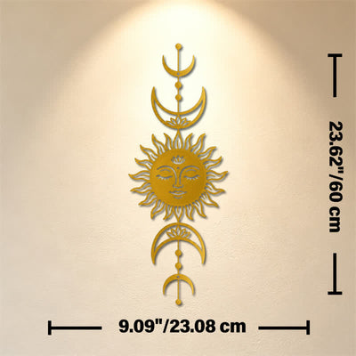 Buddha Stones Boho Sun and Moon Lotus Intuition Iron Meaningful Symbols Wall Art - Golden - Approx. 23.08cm x 60cm x 0.12cm / 9.09in x 23.62in x 0.05in - image 22