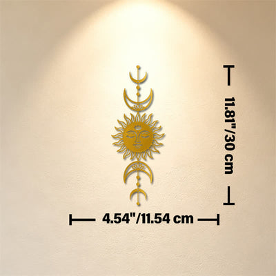 Buddha Stones Boho Sun and Moon Lotus Intuition Iron Meaningful Symbols Wall Art - Golden - Approx.  11.54cm x 30cm x 0.1cm / 4.54in x 11.81in x 0.04in - image 16