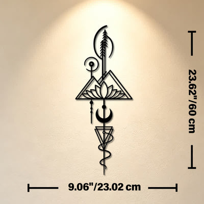 Buddha Stones Lotus Moon Enlightenment Vertical Iron Metal Meaningful Symbols Wall Art - Black - Approx. 23.02cm x 60cm x 0.12cm / 9.06in x 23.62in x 0.05in - image 27