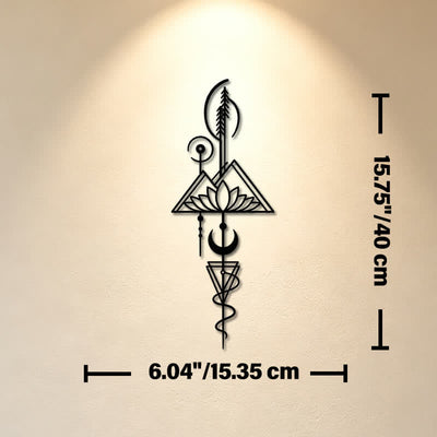 Buddha Stones Lotus Moon Enlightenment Vertical Iron Metal Meaningful Symbols Wall Art - Black - Approx. 15.35cm x 40cm x 0.1cm / 6.04in x 15.75in x 0.04in - image 23