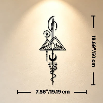 Buddha Stones Lotus Moon Enlightenment Vertical Iron Metal Meaningful Symbols Wall Art - Black - Approx. 19.19cm x 50cm x 0.12cm / 7.56in x 19.69in x 0.05in - image 25