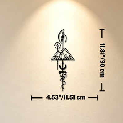 Buddha Stones Lotus Moon Enlightenment Vertical Iron Metal Meaningful Symbols Wall Art - Black - Approx. 11.51cm x 30cm x 0.1cm / 4.53in x 11.81in x 0.04in - image 19