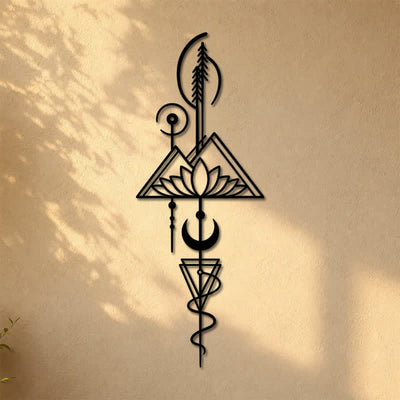 Buddha Stones Lotus Moon Enlightenment Vertical Iron Metal Meaningful Symbols Wall Art - image 24