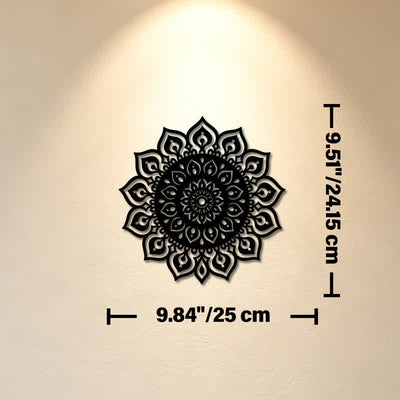 Buddha Stones Round Mandala Focus Cutout Decor Mindfulness Iron Metal Meaningful Symbols Wall Art - Approx. 25cm x 24.15cm x 0.1cm / 9.84in x 9.51in x 0.04in - image 2