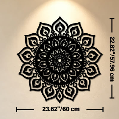 Buddha Stones Round Mandala Focus Cutout Decor Mindfulness Iron Metal Meaningful Symbols Wall Art - Approx. 60cm x 57.96cm x 0.12cm / 23.62in x 22.82in x 0.05in - image 12