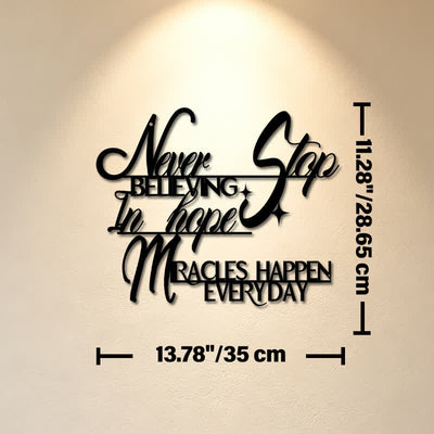 Buddha Stones Never Stop Believing Inspirational Quote Iron Metal Meaningful Symbols Wall Art - Approx. 35cm x 28.65cm x 0.1cm / 13.78in x 11.28in x 0.04in - image 6