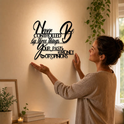 Buddha Stones Matte Black Inspirational Typography Iron Metal Meaningful Symbols Wall Art - image 1