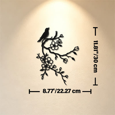 Buddha Stones Metal Bird on Peach Blossom Branch Zen Iron Meaningful Symbols Wall Art - Black - Approx. 22.27cm x 30cm x 0.1cm / 8.77in x 11.81in x 0.04in - image 4