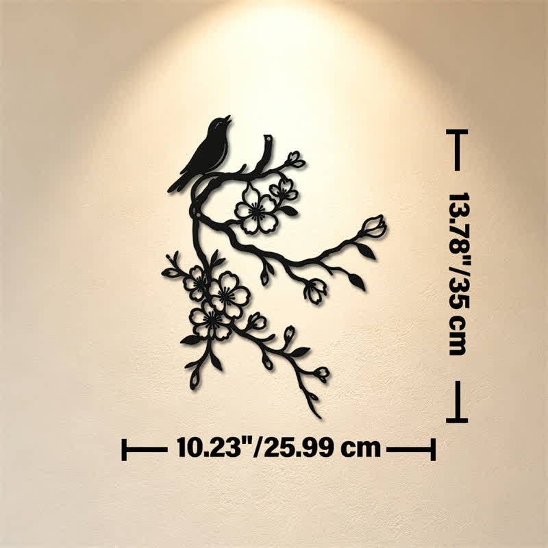 Buddha Stones Metal Bird on Peach Blossom Branch Zen Iron Meaningful Symbols Wall Art - Black - Approx. 25.99cm x 35cm x 0.1cm / 10.23in x 13.78in x 0.04in - image 6