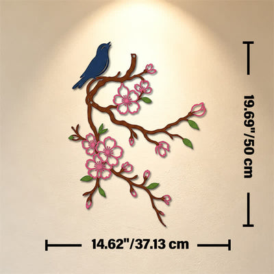 Buddha Stones Metal Bird on Peach Blossom Branch Zen Iron Meaningful Symbols Wall Art - Colorful - Approx. 37.13cm x 50cm x 0.12cm / 14.62in x 19.69in x 0.05in - image 24
