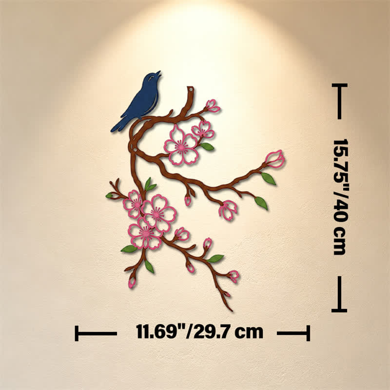 Buddha Stones Metal Bird on Peach Blossom Branch Zen Iron Meaningful Symbols Wall Art - Colorful - Approx. 29.70cm x 40cm x 0.1cm / 11.69in x 15.75in x 0.04in - image 22