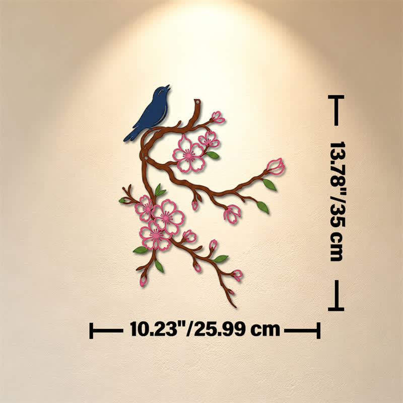 Buddha Stones Metal Bird on Peach Blossom Branch Zen Iron Meaningful Symbols Wall Art - Colorful - Approx. 25.99cm x 35cm x 0.1cm / 10.23in x 13.78in x 0.04in - image 20