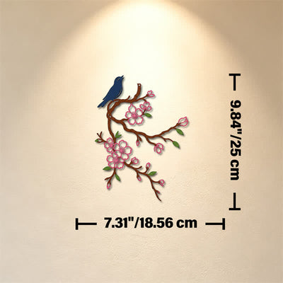 Buddha Stones Metal Bird on Peach Blossom Branch Zen Iron Meaningful Symbols Wall Art - Colorful - Approx. 18.56cm x 25cm x 0.1cm / 7.31in x 9.84in x 0.04in - image 16