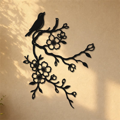Buddha Stones Metal Bird on Peach Blossom Branch Zen Iron Meaningful Symbols Wall Art - image 7