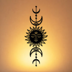 Buddha Stones Boho Sun and Moon Lotus Intuition Iron Meaningful Symbols Wall Art - image 0