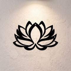 Buddha Stones Black Metal Lotus Enlightenment Zen Iron Metal Meaningful Symbols Wall Art - image 0