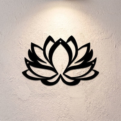 Buddha Stones Black Metal Lotus Enlightenment Zen Iron Metal Meaningful Symbols Wall Art - image 0