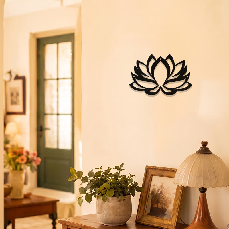 Buddha Stones Black Metal Lotus Enlightenment Zen Iron Metal Meaningful Symbols Wall Art - image 7