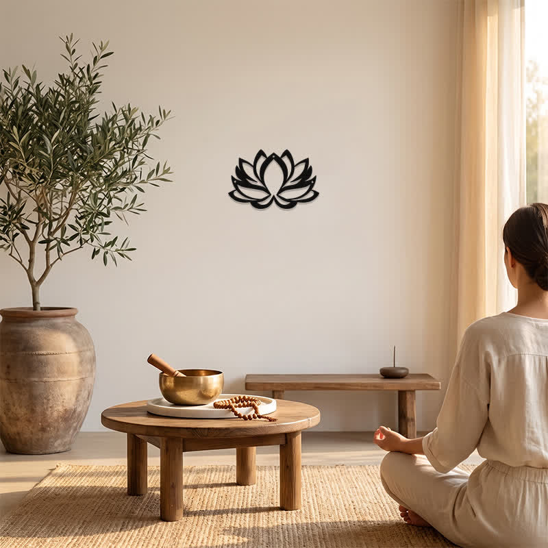 Buddha Stones Black Metal Lotus Enlightenment Zen Iron Metal Meaningful Symbols Wall Art - image 5