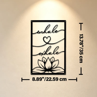 Buddha Stones Inhale Exhale Lotus Zen Iron Metal Meaningful Symbols Wall Art - Approx. 22.59cm x 35cm x 0.1cm / 8.89in x 13.78in x 0.04in - image 6