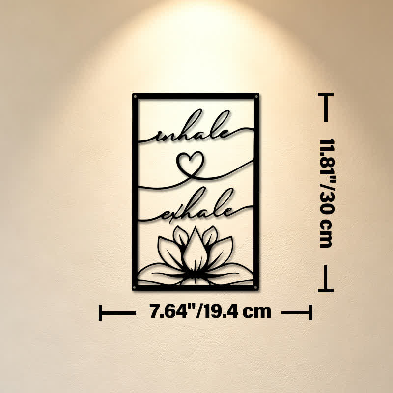 Buddha Stones Inhale Exhale Lotus Zen Iron Metal Meaningful Symbols Wall Art - Approx. 19.4cm x 30cm x 0.1cm / 7.64in x 11.81in x 0.04in - image 4