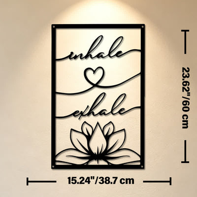 Buddha Stones Inhale Exhale Lotus Zen Iron Metal Meaningful Symbols Wall Art - Approx. 38.7cm x 60cm x 0.12cm / 15.24in x 23.62in x 0.05in - image 12