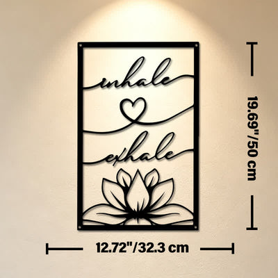 Buddha Stones Inhale Exhale Lotus Zen Iron Metal Meaningful Symbols Wall Art - Approx. 32.3cm x 50cm x 0.12cm / 12.72in x 19.69in x 0.05in - image 10