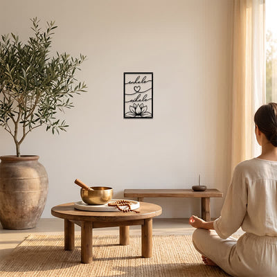 Buddha Stones Inhale Exhale Lotus Zen Iron Metal Meaningful Symbols Wall Art - image 5