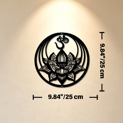 Buddha Stones Enlightenment Lotus OM Round Iron Metal Meaningful Symbols Wall Art - Approx. 25cm x 25cm x 0.1cm / 9.84in x 9.84in x 0.04in - image 2