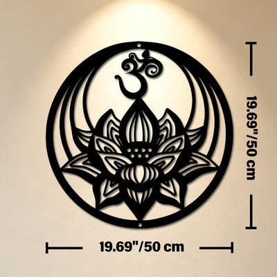 Buddha Stones Enlightenment Lotus OM Round Iron Metal Meaningful Symbols Wall Art - Approx. 50cm x 50cm x 0.12cm / 19.69in x 19.69in x 0.05in - image 10