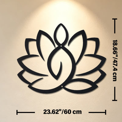 Buddha Stones Black Metal Lotus Enlightenment Iron Metal Meaningful Symbols Wall Art - Approx. 60cm x 47.4cm x 0.12cm / 23.62in x 18.66in x 0.05in - image 12