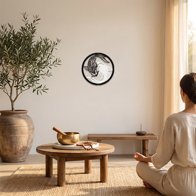 Buddha Stones Round Metal Koi Fish Yin Yang Success Iron Metal Meaningful Symbols Wall Art - image 5