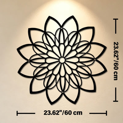 Buddha Stones Black Metal Lotus Mandala Enlightenment Round Iron Metal Meaningful Symbols Wall Art - Approx. 60cm x 60cm x 0.12cm / 23.62in x 23.62in x 0.05in - image 12