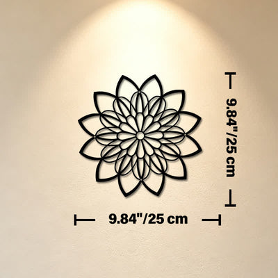 Buddha Stones Black Metal Lotus Mandala Enlightenment Round Iron Metal Meaningful Symbols Wall Art - Approx. 25cm x 25cm x 0.1cm / 9.84in x 9.84in x 0.04in - image 2
