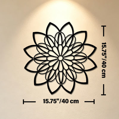 Buddha Stones Black Metal Lotus Mandala Enlightenment Round Iron Metal Meaningful Symbols Wall Art - Approx. 40cm x 40cm x 0.1cm / 15.75in x 15.75in x 0.04in - image 8