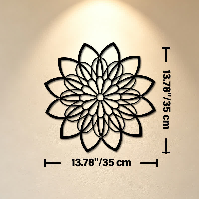 Buddha Stones Black Metal Lotus Mandala Enlightenment Round Iron Metal Meaningful Symbols Wall Art - Approx. 35cm x 35cm x 0.1cm / 13.78in x 13.78in x 0.04in - image 6
