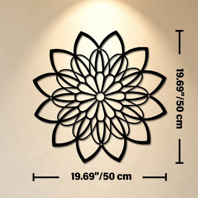 Buddha Stones Black Metal Lotus Mandala Enlightenment Round Iron Metal Meaningful Symbols Wall Art - Approx. 50cm x 50cm x 0.12cm / 19.69in x 19.69in x 0.05in - image 10