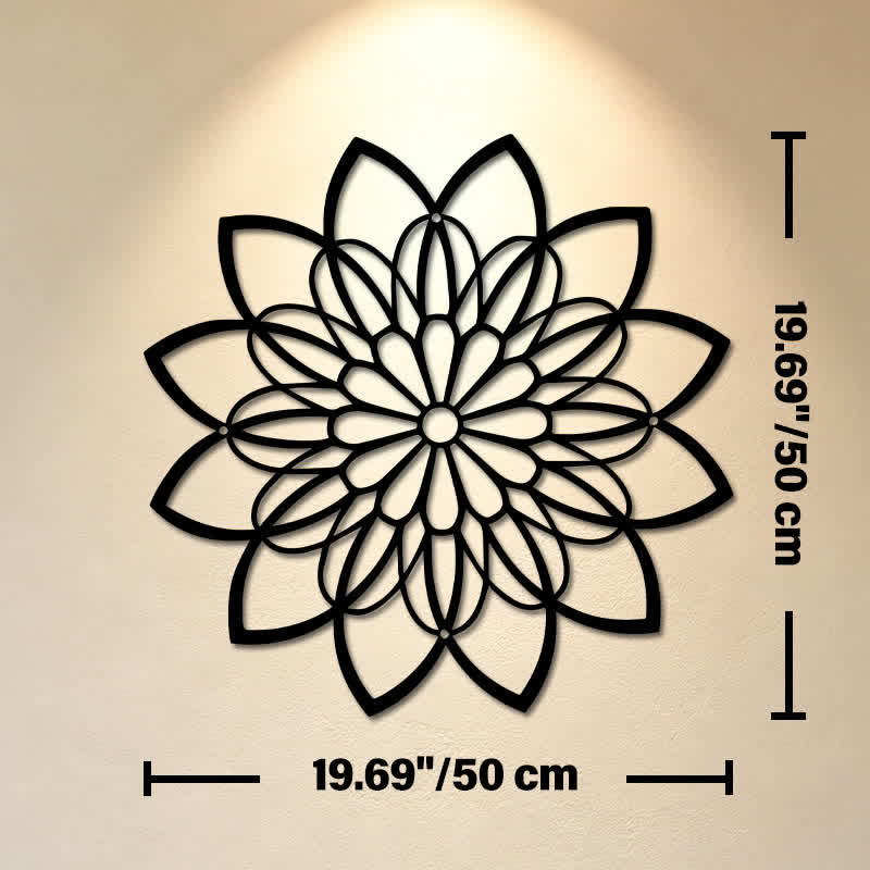 Buddha Stones Black Metal Lotus Mandala Enlightenment Round Iron Metal Meaningful Symbols Wall Art - Approx. 50cm x 50cm x 0.12cm / 19.69in x 19.69in x 0.05in - image 10