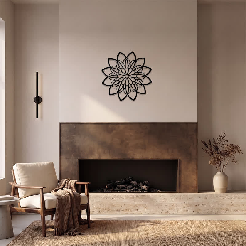 Buddha Stones Black Metal Lotus Mandala Enlightenment Round Iron Metal Meaningful Symbols Wall Art - image 11