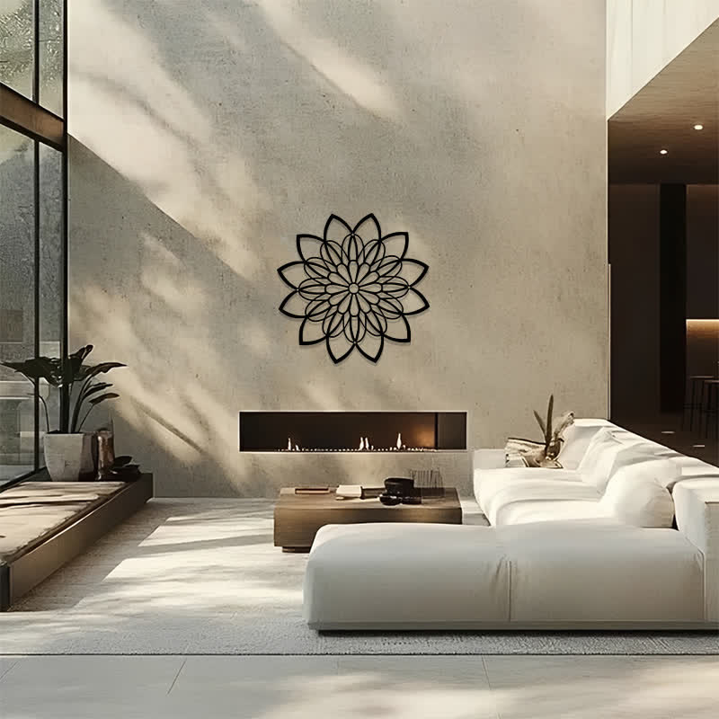 Buddha Stones Black Metal Lotus Mandala Enlightenment Round Iron Metal Meaningful Symbols Wall Art - image 13