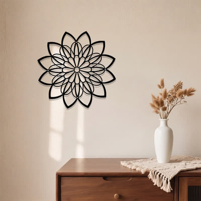 Buddha Stones Black Metal Lotus Mandala Enlightenment Round Iron Metal Meaningful Symbols Wall Art - image 3