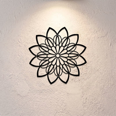 Buddha Stones Black Metal Lotus Mandala Enlightenment Round Iron Metal Meaningful Symbols Wall Art - image 0