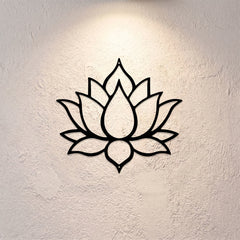 Buddha Stones Matte Black Lotus Purity Zen Iron Metal Meaningful Symbols Wall Art - image 0