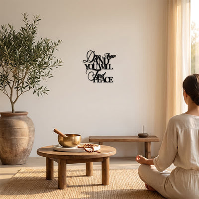 Buddha Stones Matte Black Drop Anger Find Peace Quote Iron Metal Meaningful Symbols Wall Art - image 5