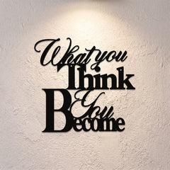 Buddha Stones What You Think You Become Matte Black Iron Metal Meaningful Symbols Wall Art - image 0